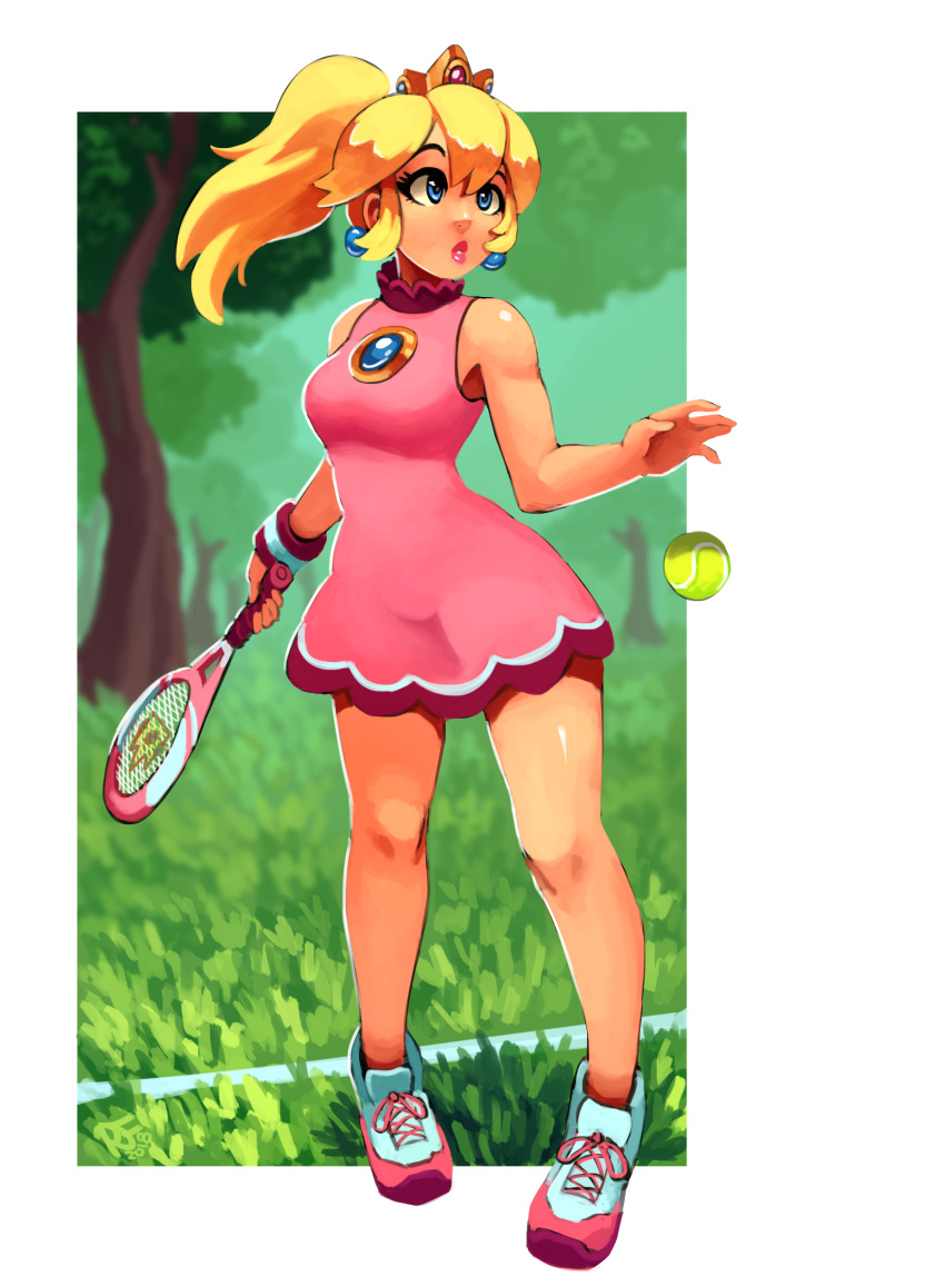 1girl, absurdres, ball, bare_arms, bare_legs, bare_shoulders, blonde_hair, blue_eyes
