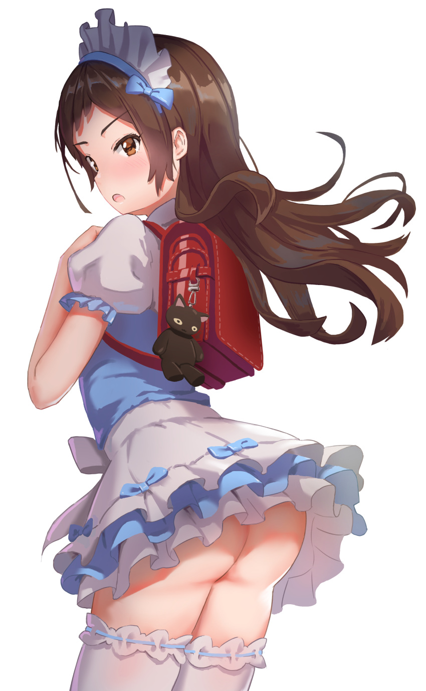 >:o, 1girl, absurdres, alternate_costume, ass, backpack, bag, blush