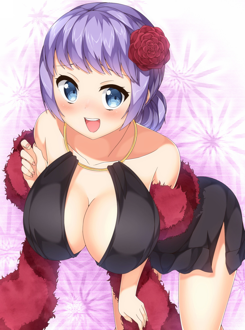 1girl, bare_shoulders, blue_eyes, blush, breasts, carina_(one_piece), cleavage, dress