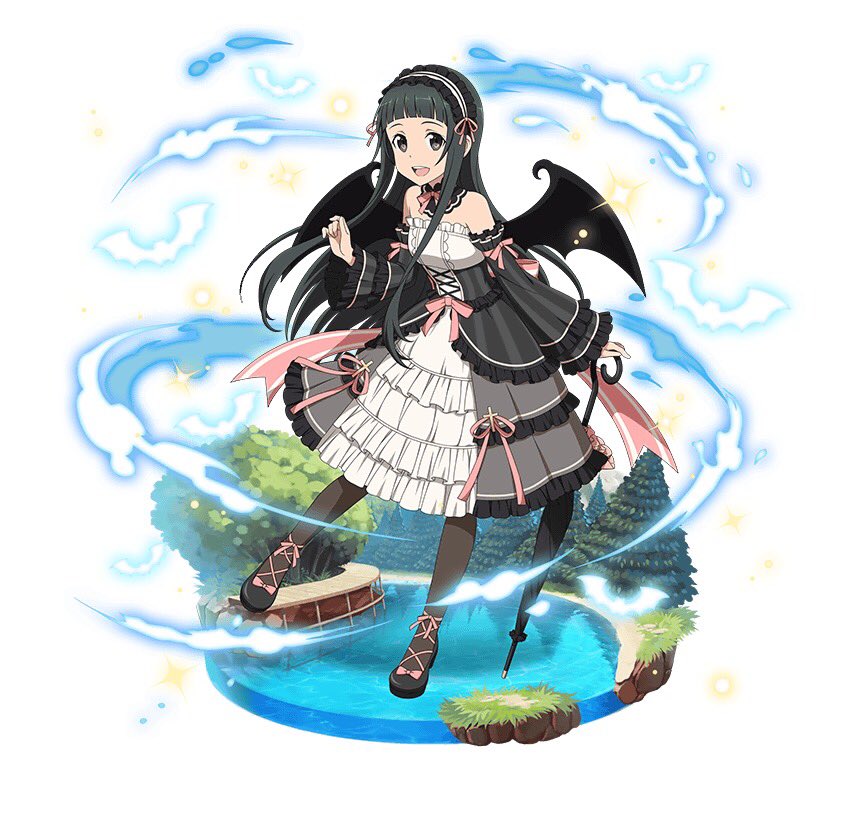 1girl, :d, black_eyes, black_hair, black_hairband, black_legwear, black_umbrella, choker