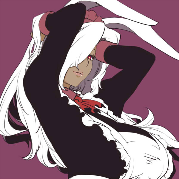 apron, bad_id, breasts, bunny_ears, dameyo, dark_skin, futaba_channel, large_breasts