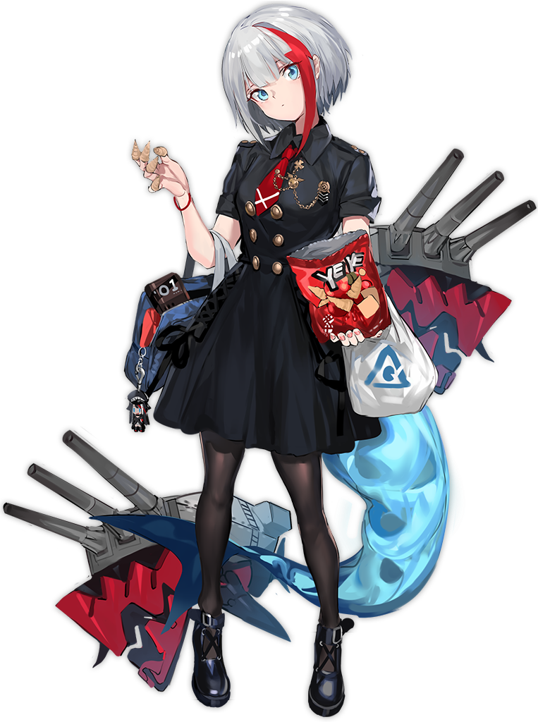 1girl, admiral_graf_spee_(azur_lane), aiguillette, azur_lane, bag, bag_of_chips, bangs, black_dress