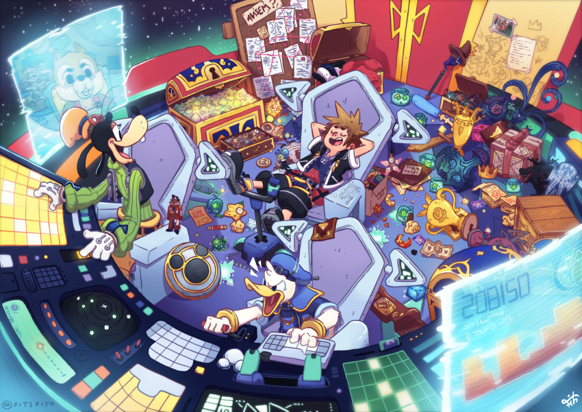 4boys, auron, beak, buck_teeth, card, chair, character_doll, chip_(disney)
