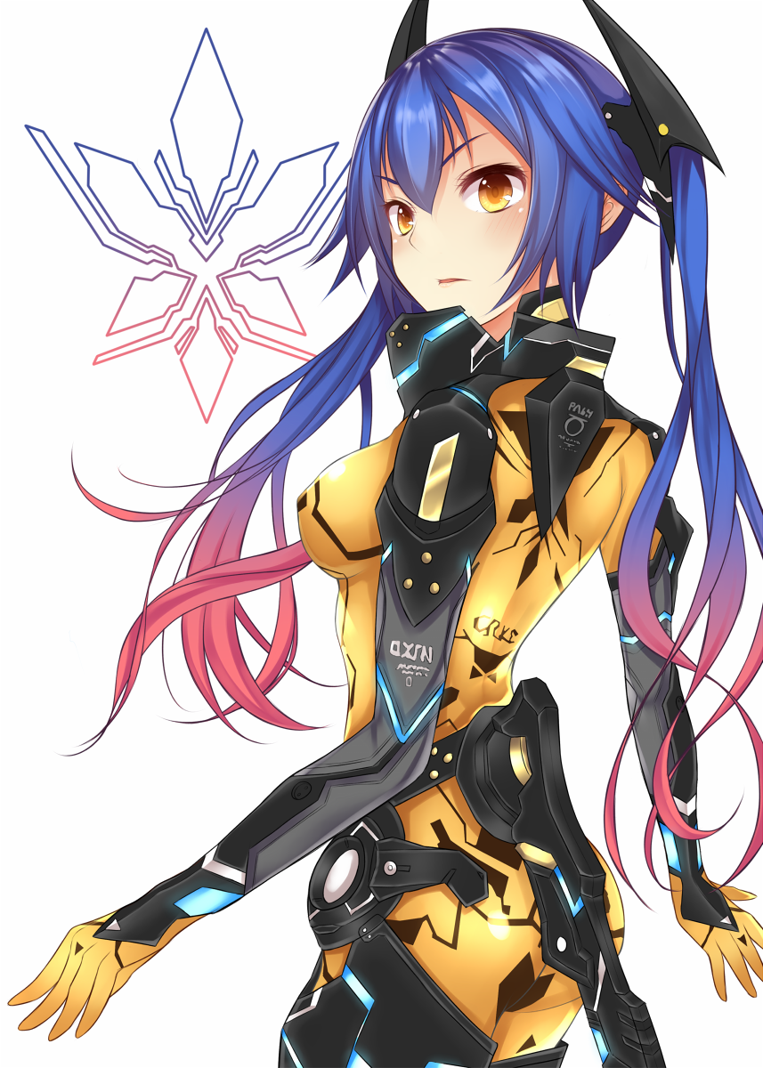 blue_hair, bodysuit, gradient_hair, highres, long_hair, multicolored_hair, phantasy_star, phantasy_star_online_2
