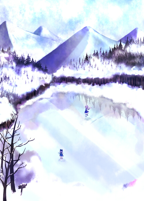 frozen, ice, lake, landscape, letty_whiterock, mame_usagi, reflection, scenery