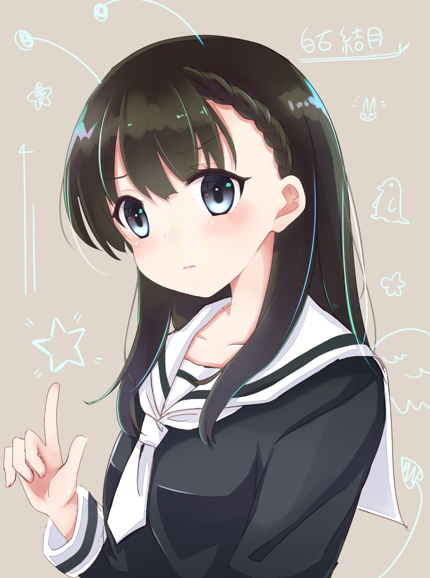 1girl, absurdres, antennae, bird, black_hair, blue_eyes, blush, braid