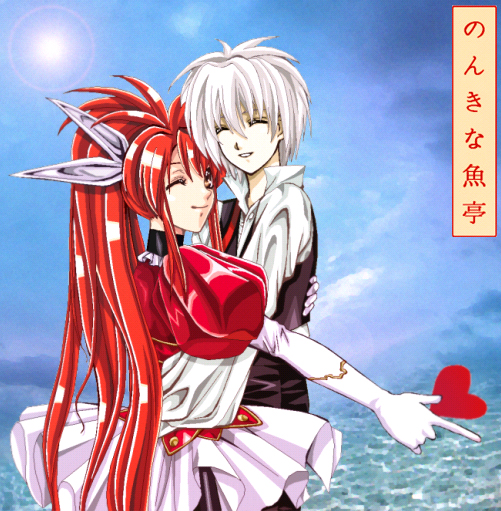 1girl, ^_^, annette_burns, closed_eyes, couple, elbow_gloves, fuyu_dou, gloves