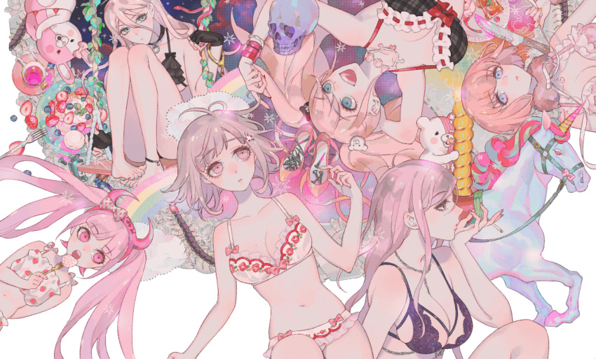 6+girls, andou_ruruka, blue_eyes, breasts, choker, cigarette, dangan_ronpa, dangan_ronpa_3