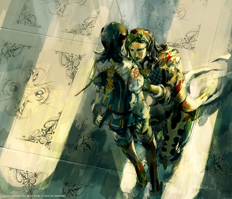 armor, black_hair, brothers, final_fantasy, final_fantasy_xii, kneeling, larsa, larsa_ferrinas_solidor