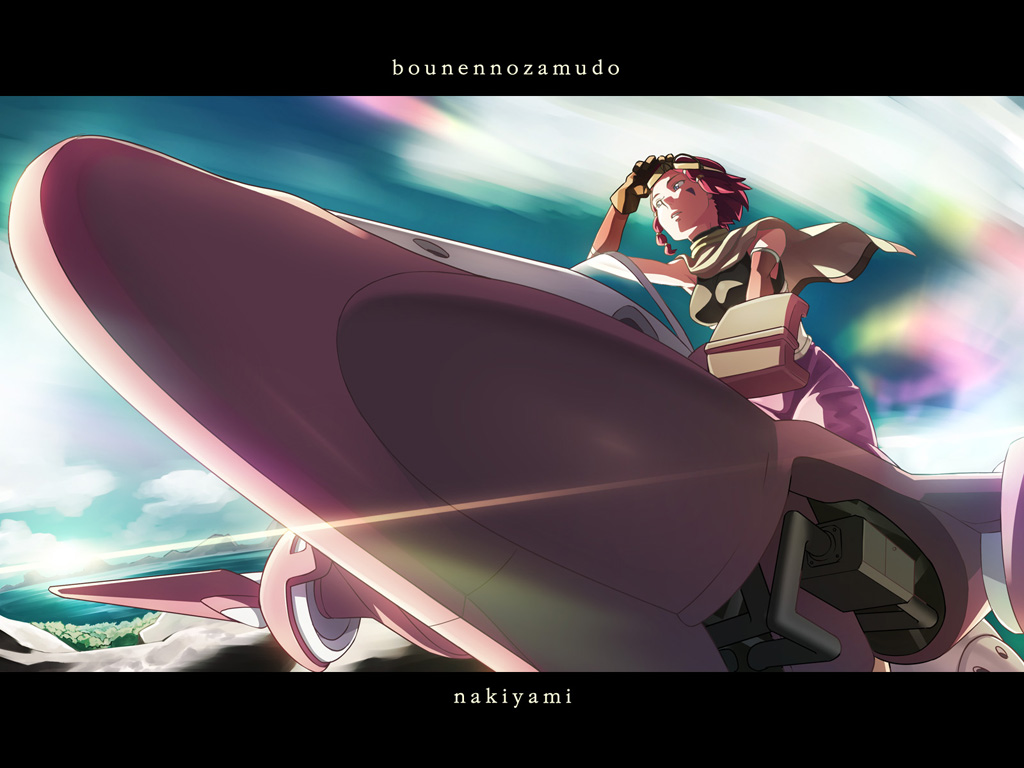 bonen_no_xamdou, bounen_no_xam'd, cape, fukurou, gloves, nakiami, red_hair, redhead, short_hair, sky