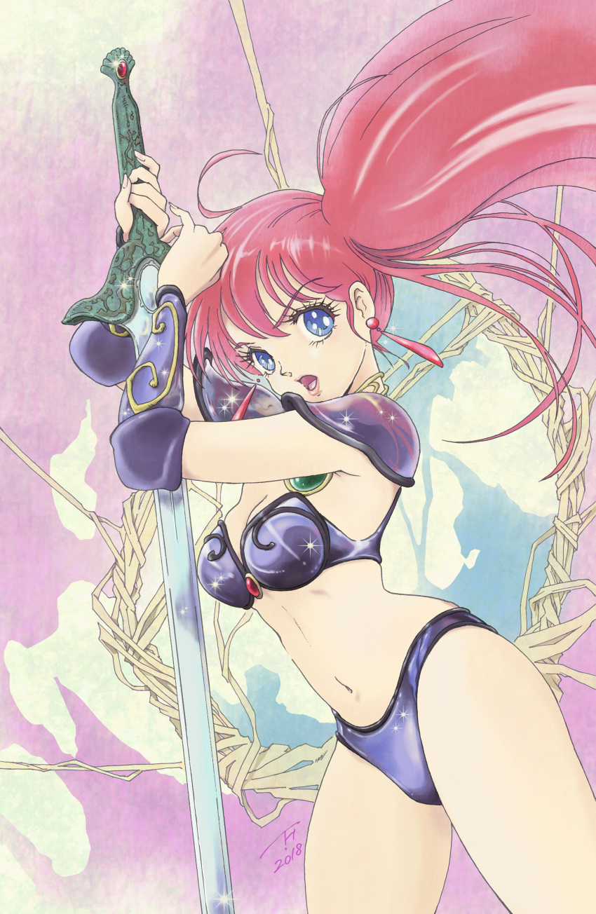 1girl, absurdres, armor, armpits, arms_up, asagiri_youko, bikini, bikini_armor