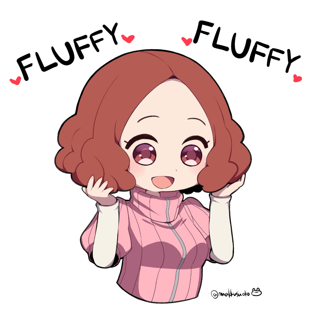 1girl, blush, brown_eyes, brown_hair, commentary_request, do_m_kaeru, english, hands_in_hair