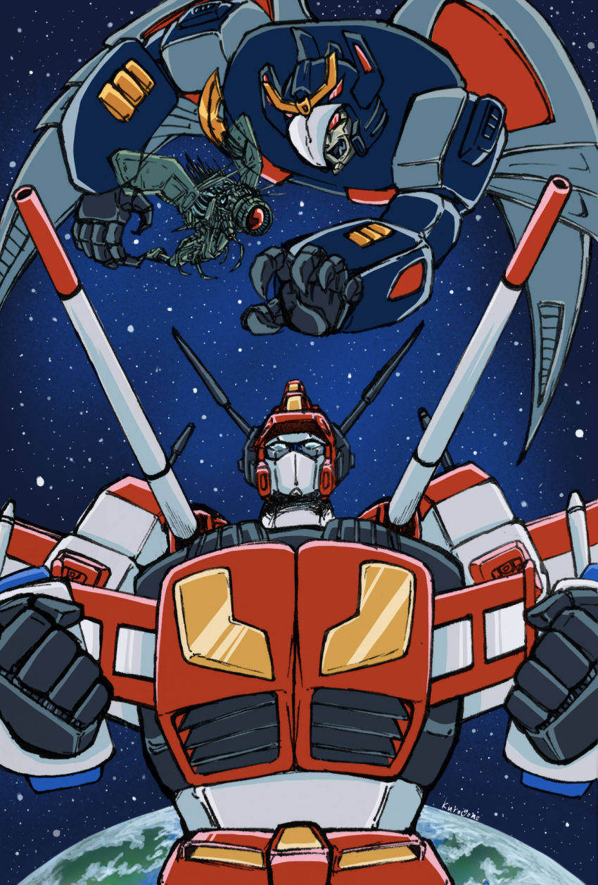2boys, 80s, autobot, blue_eyes, cannon, clenched_hands, deathsaurus, decepticon