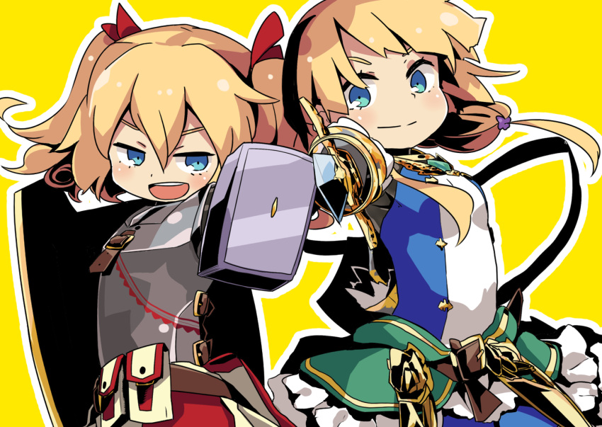 amakoke, armor, bangs, belt, blonde_hair, blue_eyes, fencer_(sekaiju), fortress_(sekaiju)