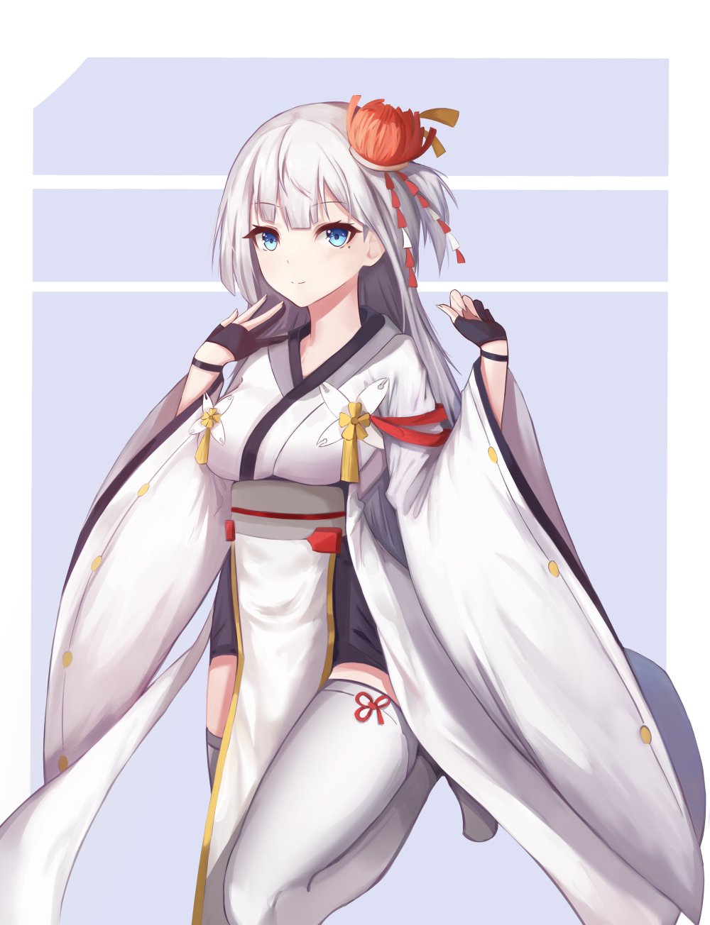 1girl, azur_lane, bangs, black_gloves, blacktheif, blue_eyes, blunt_bangs, blush