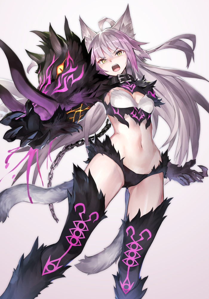 1girl, agrius_metamorphosis, ahoge, animal_ears, atalanta_(alter)_(fate), atalanta_(fate), belt_collar, black_legwear