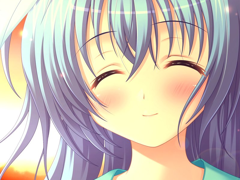 blush, closed_eyes, face, game_cg, long_hair, love_kiss!_anchor, moritan, smile
