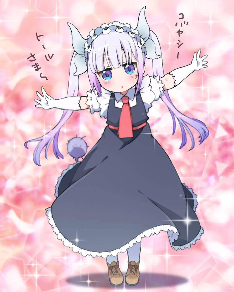 1girl, :o, ankle_boots, bangs, black_dress, blue_eyes, blunt_bangs, blush