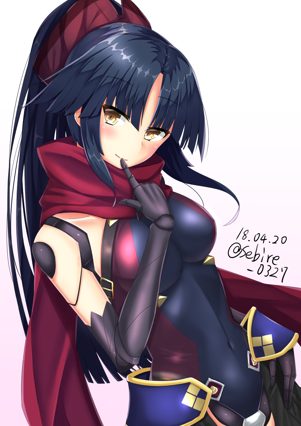 1girl, android, bangs, bare_shoulders, black_gloves, black_hair, black_leotard, breasts