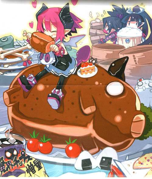 chouniku, crease, disgaea, disgaea_3, dress, food, heart, makai_senki_disgaea_3