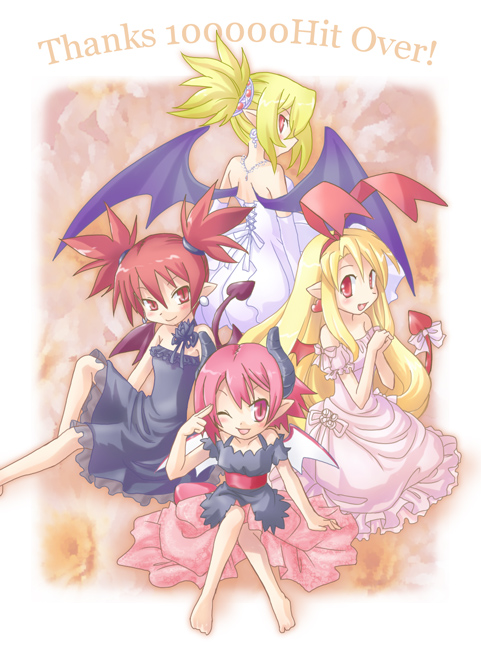 bat_wings, blonde_hair, blush, disgaea, disgaea_2, disgaea_3, dress, etna