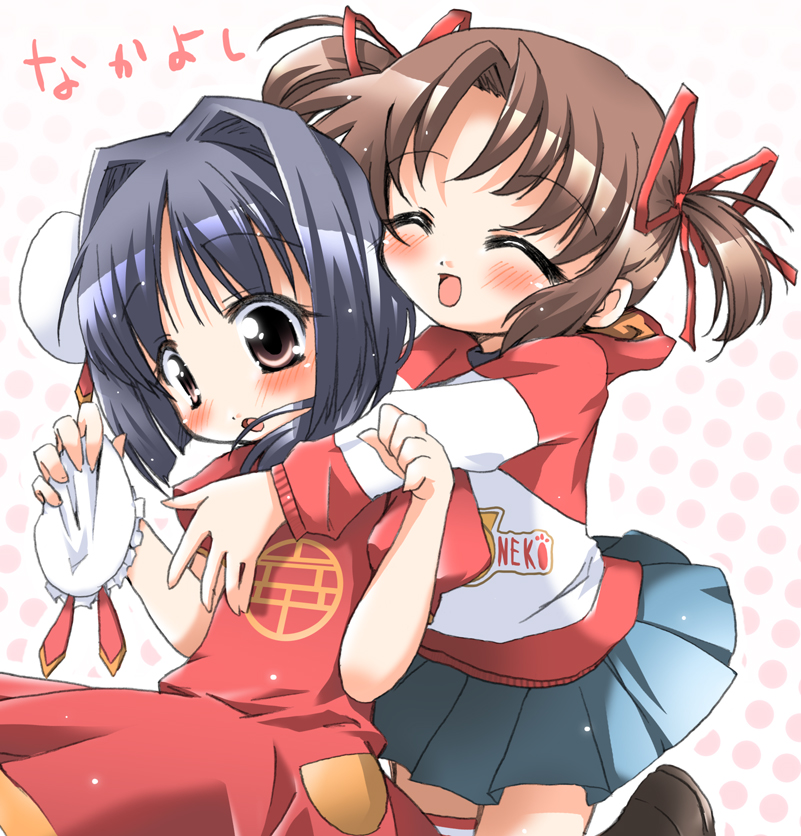 baby_princess, black_hair, blush, brown_eyes, brown_hair, futaru_usagi, multiple_girls, seika