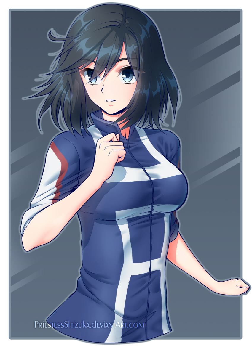 1girl, absurdres, artist_name, black_hair, blue_eyes, boku_no_hero_academia, highres, kodai_yui
