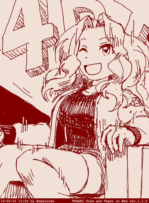 1girl, ;d, abazu-red, girls_und_panzer, hair_intakes, kay_(girls_und_panzer), long_hair, monochrome