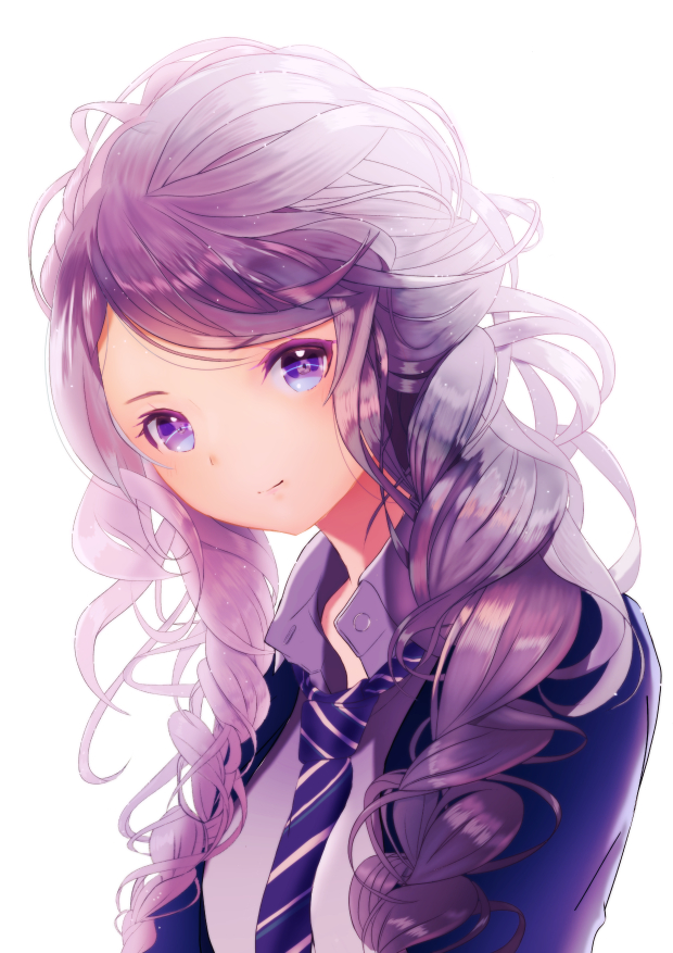 1girl, blue_neckwear, braid, long_hair, looking_at_viewer, lyandi, necktie, original