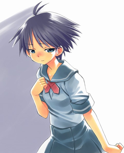 bad_id, black_hair, idolmaster, idolmaster_xenoglossia, kikuchi_makoto, r_tatata, school_uniform, short_hair, tatata