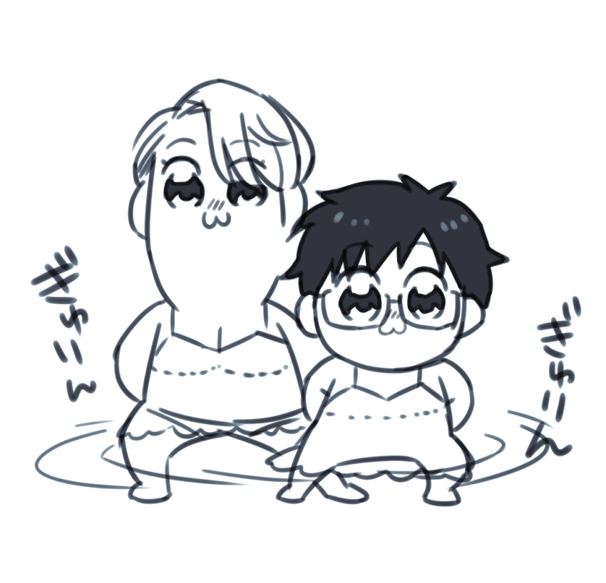 2boys, :3, bkub_(style), crossdressinging, dress, glasses, hory_makoto, katsuki_yuuri