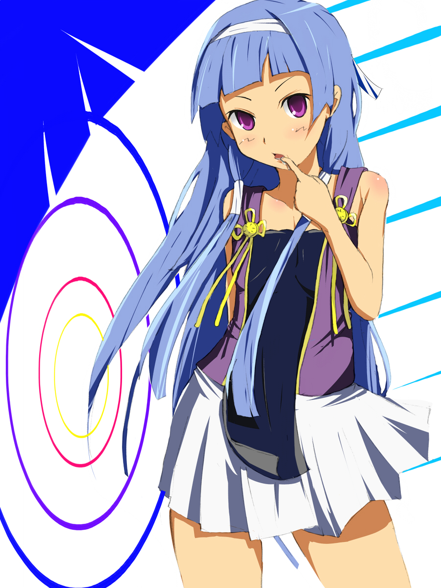 bangs, blue_hair, blunt_bangs, ebibaachan, face, hairband, highres, kannagi