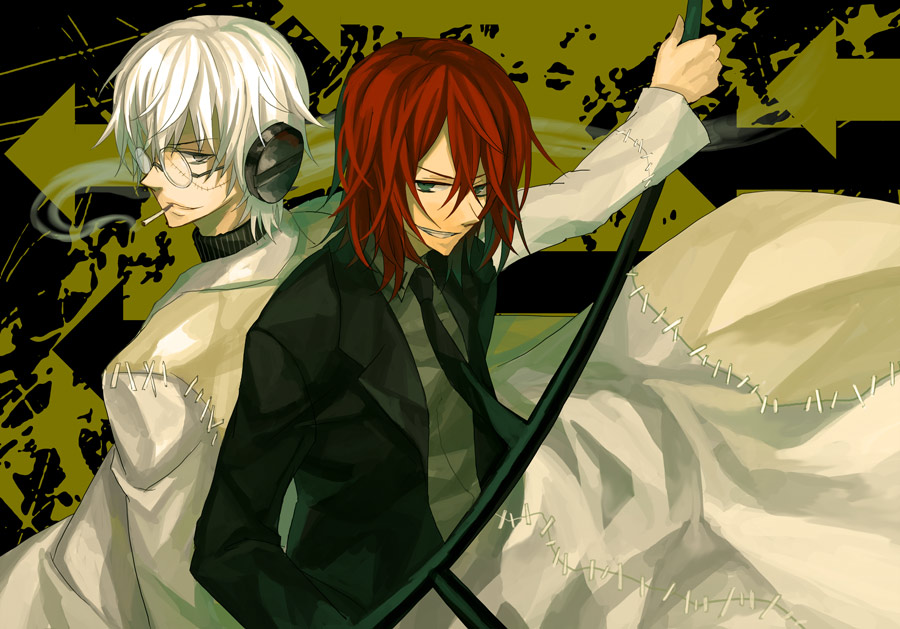 cigarette, death_scythe_(spirit), dr_franken_stein, glasses, male, osamu_(jagabata), smoking, soul_eater