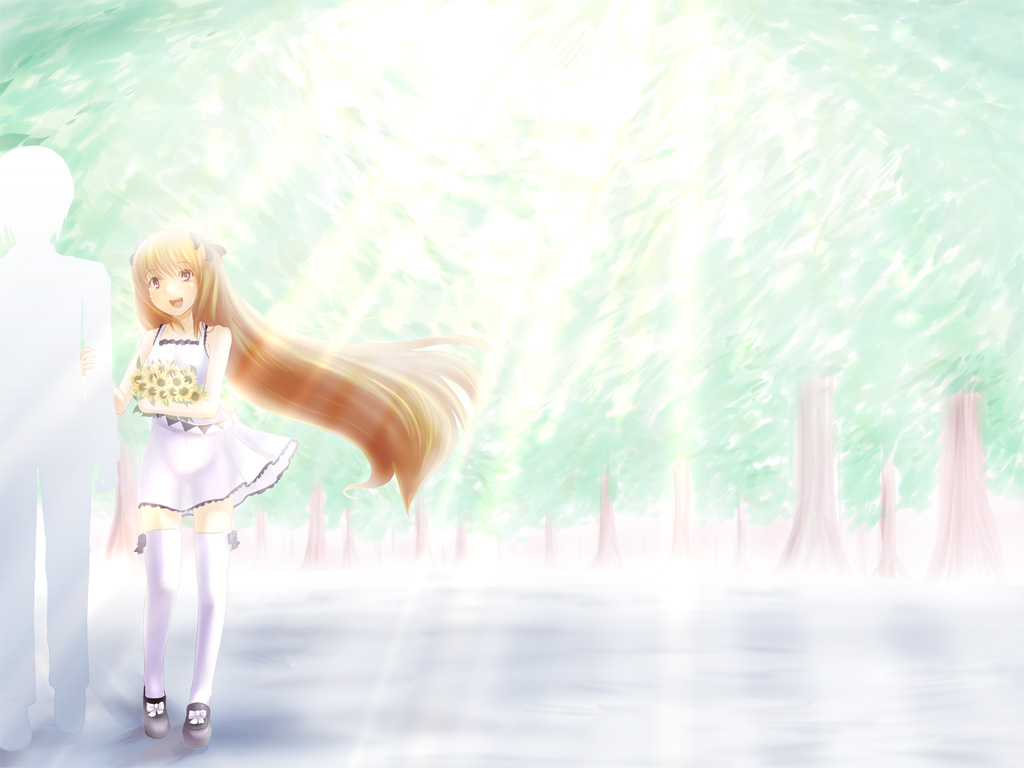 couple, faceless, faceless_male, flower, kou_(haijindeath), kou_(pixiv27343), long_hair, sunlight