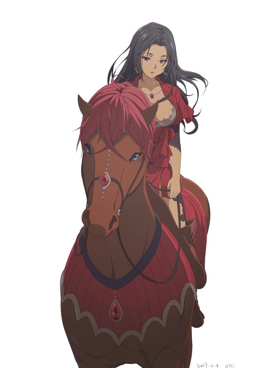 1457245648, 1girl, absurdres, animal, black_hair, blue_eyes, breasts, cattleya_baudelaire