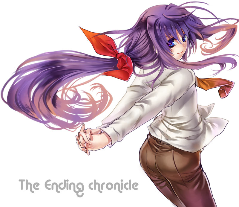 hands, owari_no_chronicle, ponytail, purple_hair, shinjou_sadagiru, smile, tenkuu_sphere