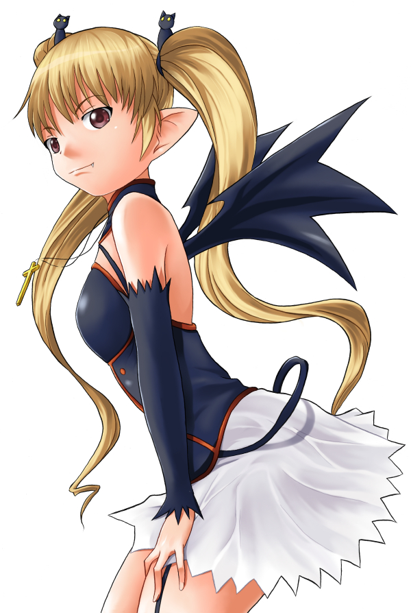brown_eyes, detached_sleeves, fang, jewelry, long_hair, necklace, pachira, pointy_ears