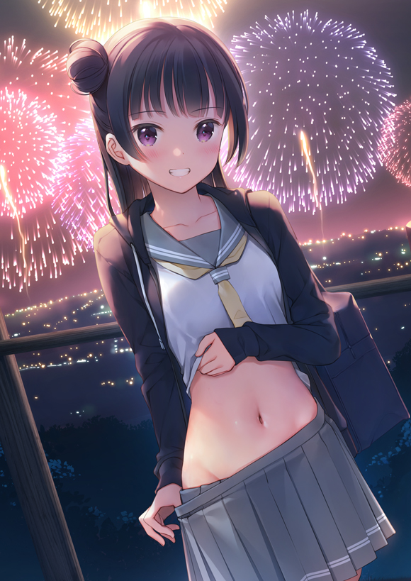 1girl, :d, backlighting, bag, bangs, black_hair, black_jacket, black_legwear