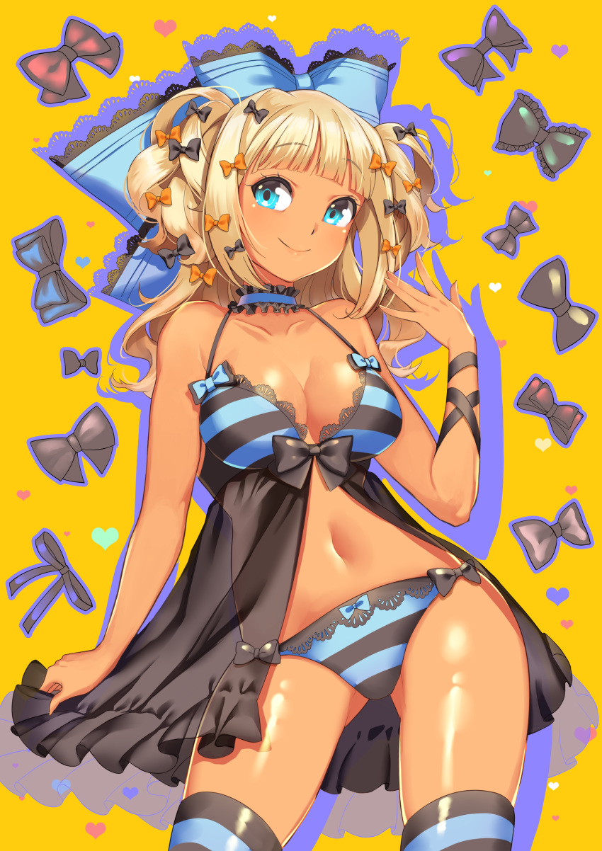 1girl, 72producer, \||/, absurdres, arm_ribbon, ass_visible_through_thighs, babydoll, babydoll_lift