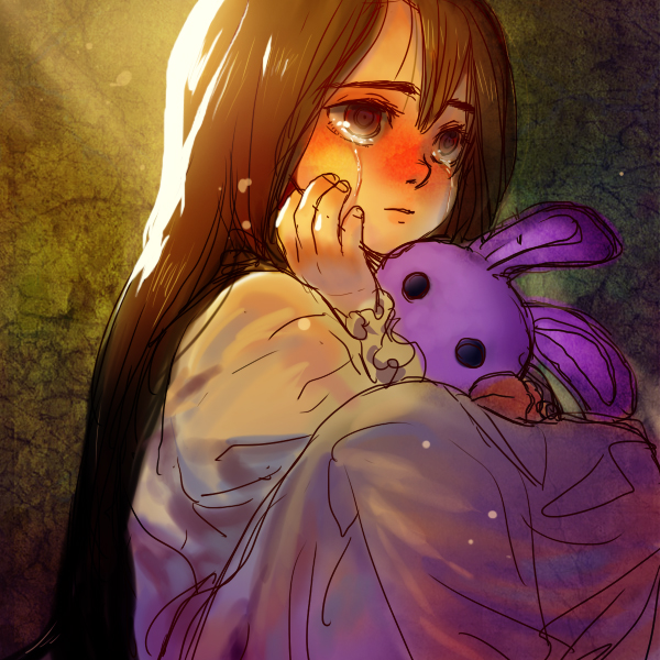 1girl, brown_eyes, brown_hair, commentary, crying, crying_with_eyes_open, english_commentary, eyebrows_visible_through_hair