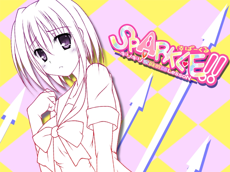 aqua_eyes, argyle_background, blush, directional_arrow, gradient, monochrome, purple, purple_eyes