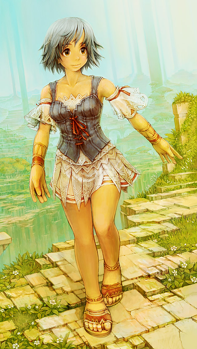 dorayuki, female, grey_hair, pavement, sandals, water