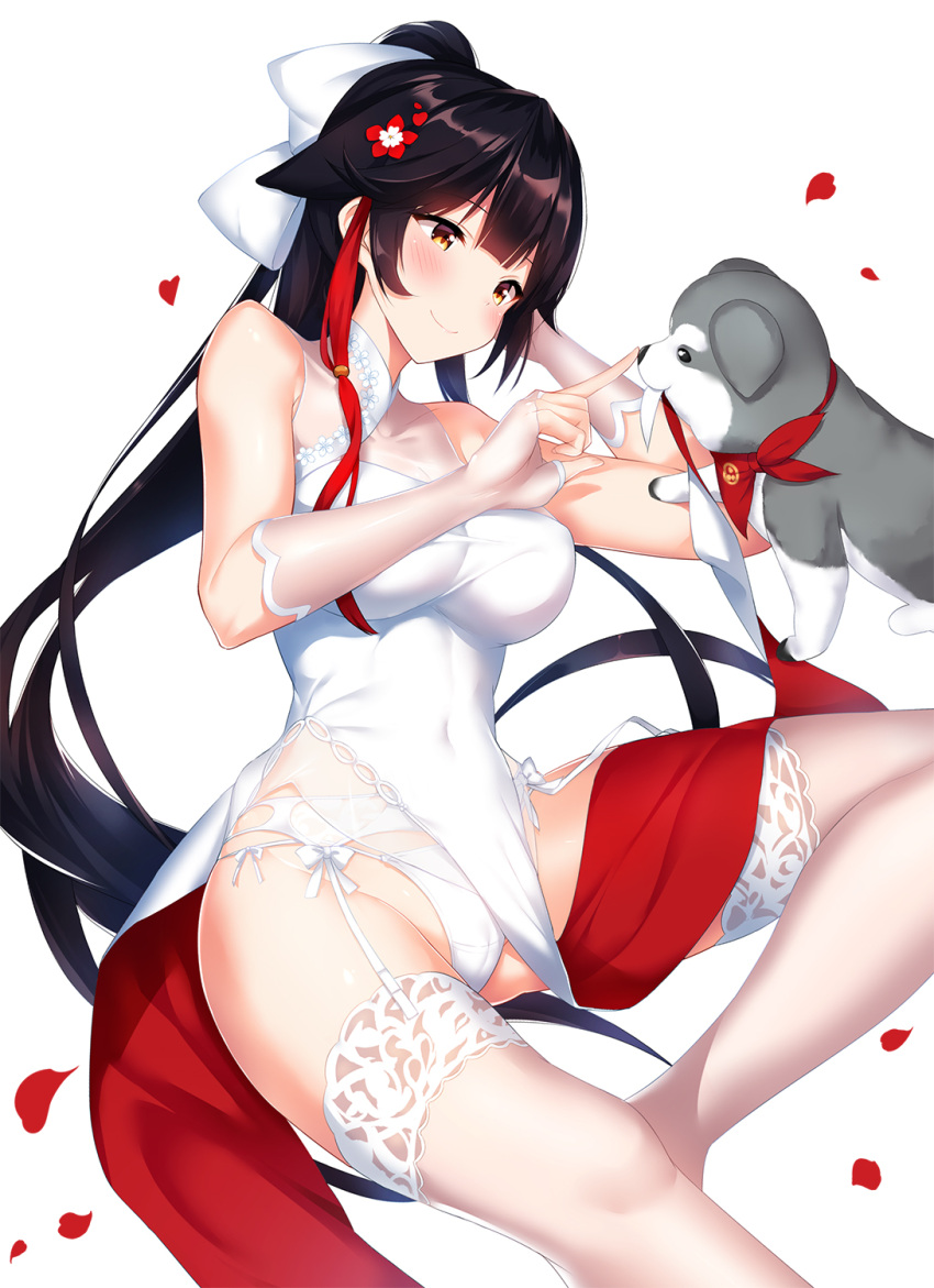 1girl, arm_support, azur_lane, bangs, bare_shoulders, blunt_bangs, bow, breasts