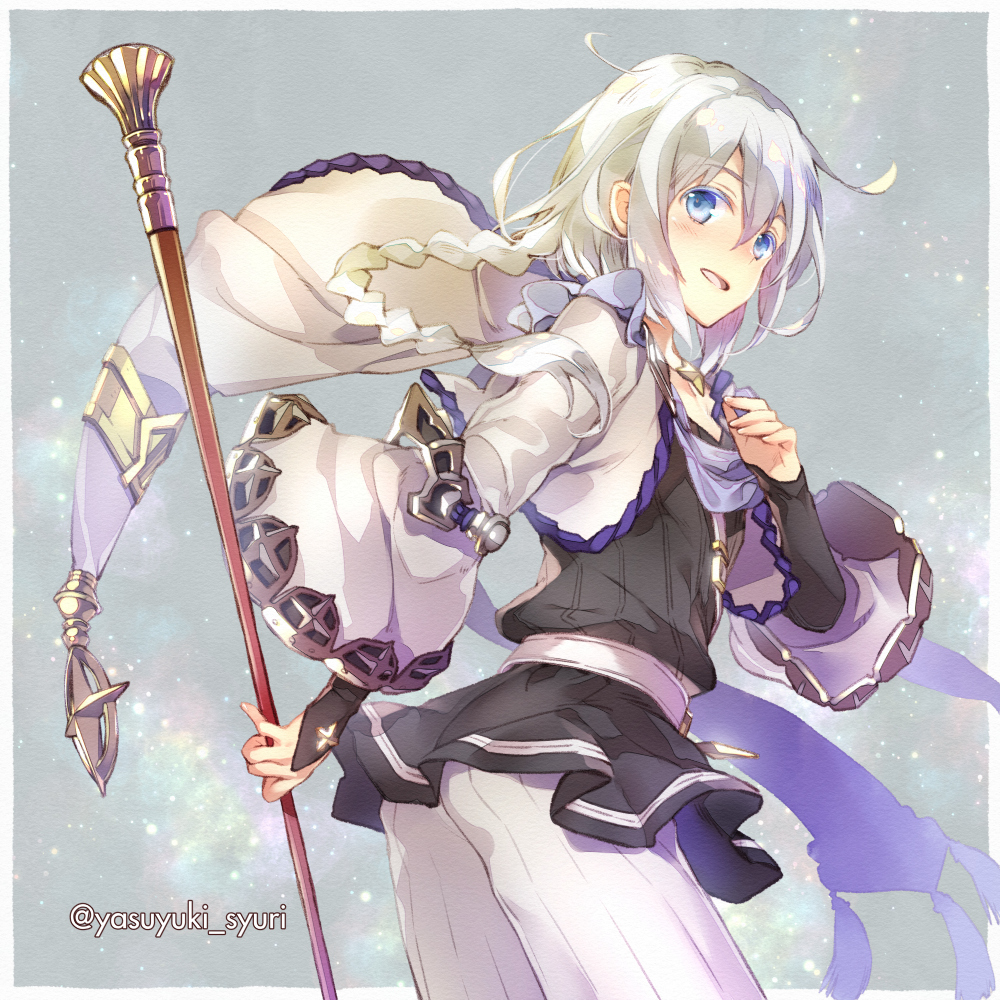 1boy, blue_eyes, blush, braid, commentary_request, fingerless_gloves, gloves, granblue_fantasy