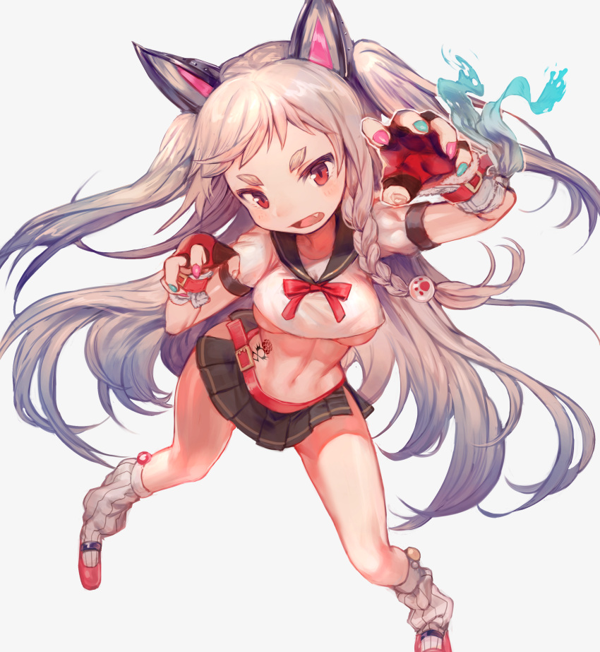 1girl, absurdres, animal_ears, aqua_nails, arm_belt, azur_lane, badge, bangs