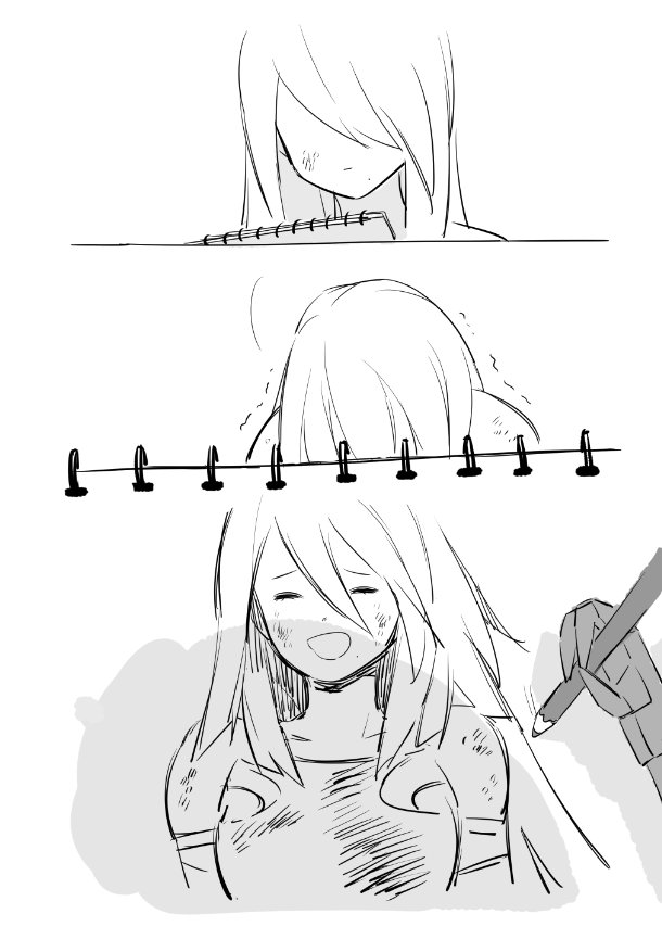 1girl, ass, beret, closed_eyes, comic, drawing, greyscale, hair_between_eyes