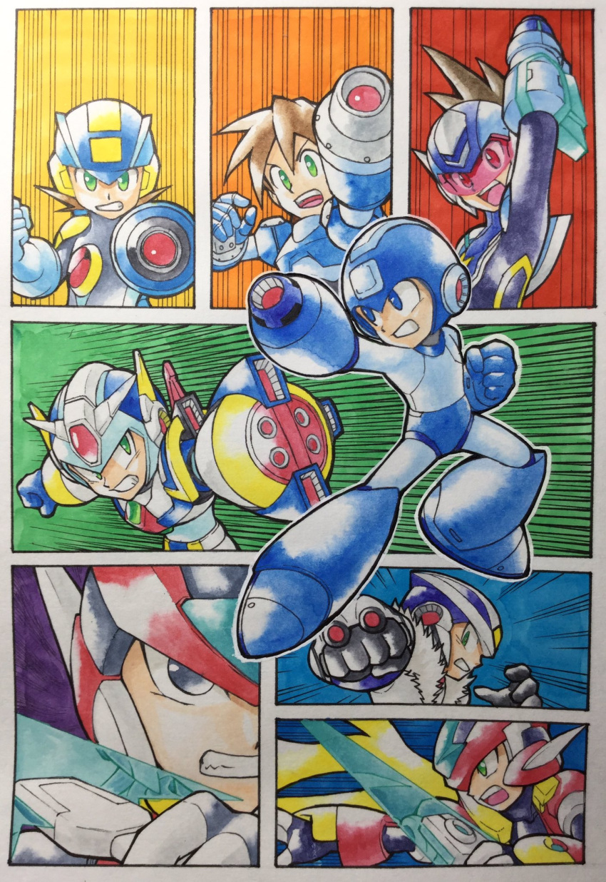 13ban, 6+boys, android, angry, arm_cannon, beam_saber, black_eyes, black_gloves