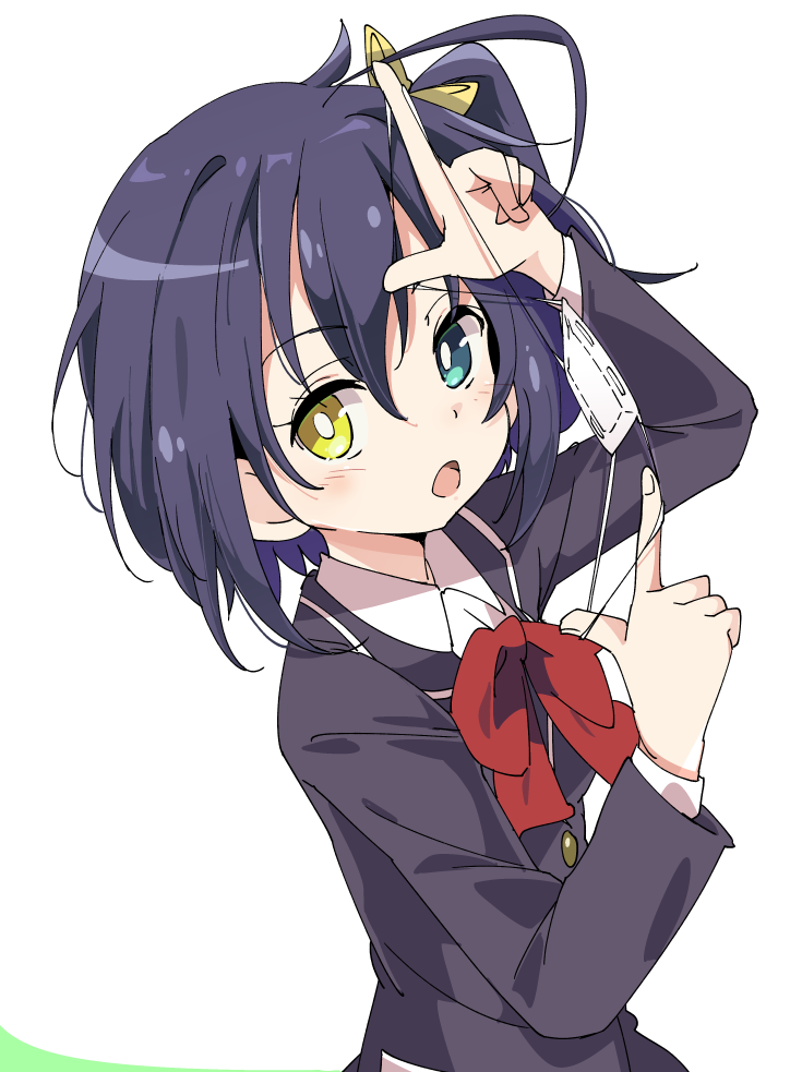 1girl, ahoge, bangs, black_blazer, blazer, blue_eyes, blue_hair, bow