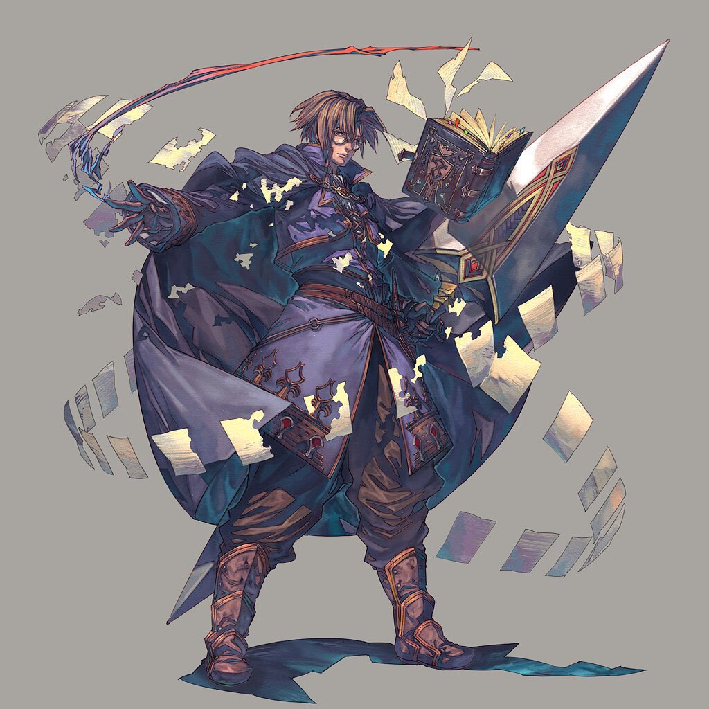 1boy, baggy_pants, blue_cloak, brown_hair, capelet, character_request, closed_mouth, floating