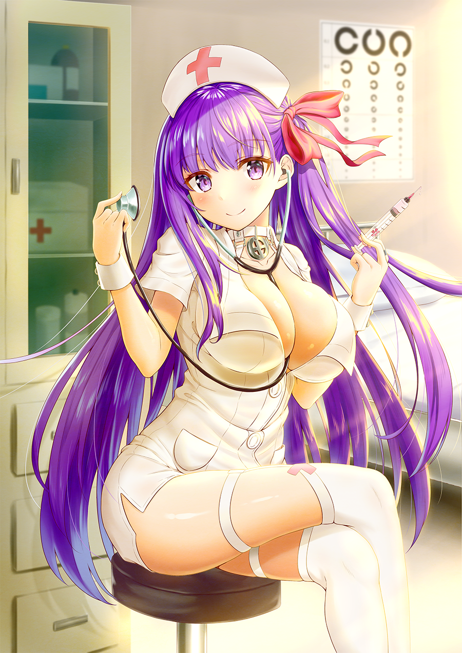 1girl, bangs, bb_(fate/extra_ccc), bb_shot!, breasts, eyebrows_visible_through_hair, fate/extra, fate/extra_ccc